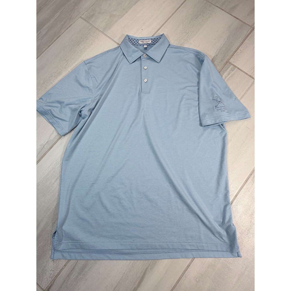 Peter Millar Summer Comfort Polo Shirt Mens Large Blue Amelia Island 2020 Logo